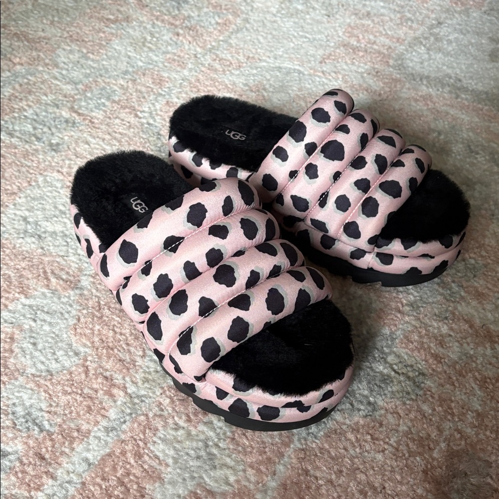 UGG Pink and Black Patterned Slippers